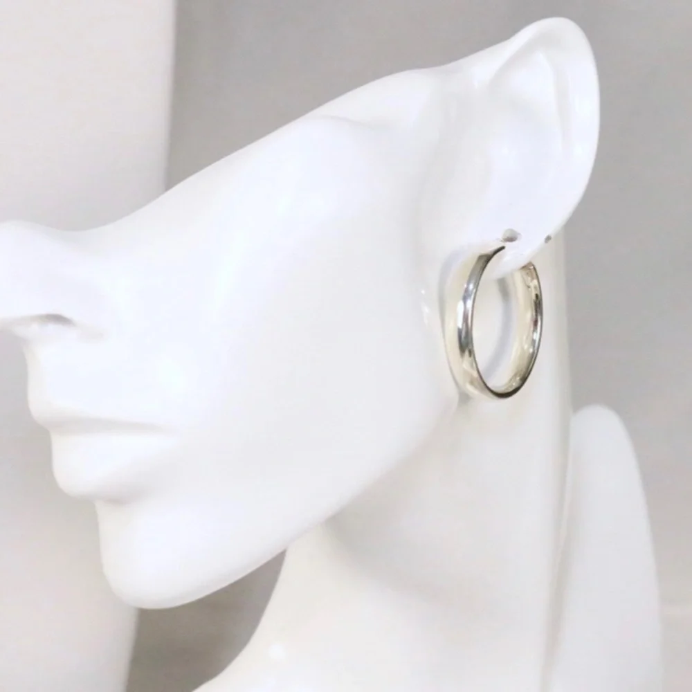 Brand NEW 2 pairs Large Hoop Sterling Silver Pierced Earrings‎